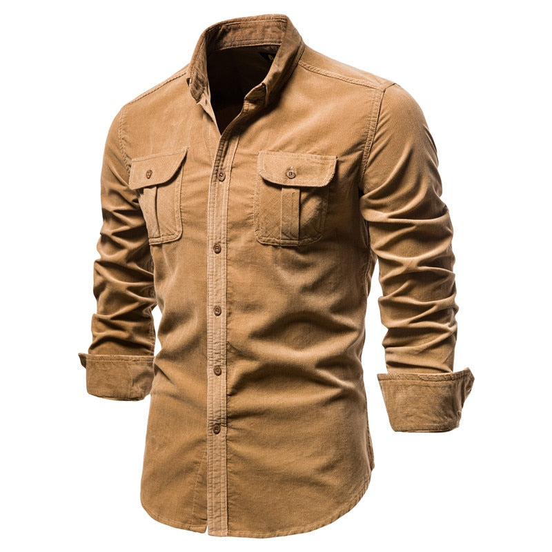 Camisa casual de terciopelo para hombre