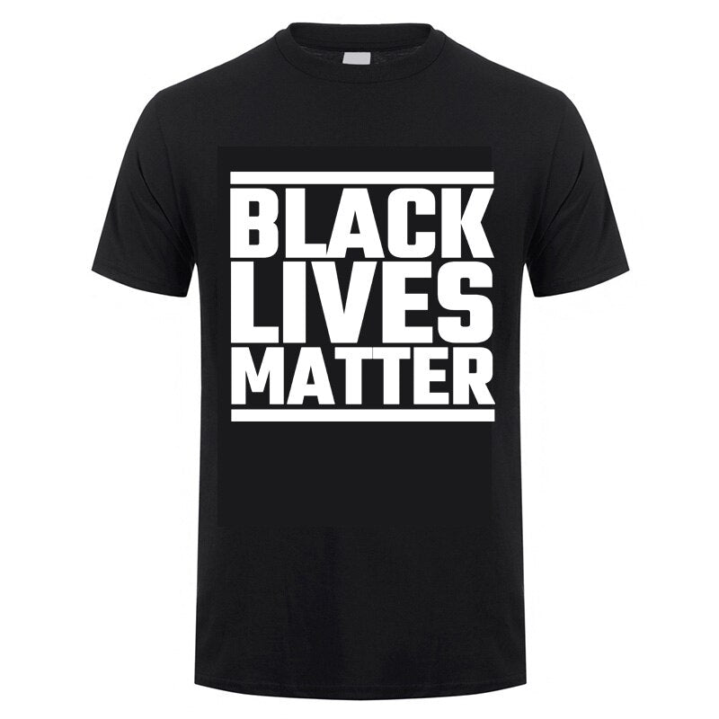 Black Lives Matter Printed Black / White Color Cotton T-Shirt for Men