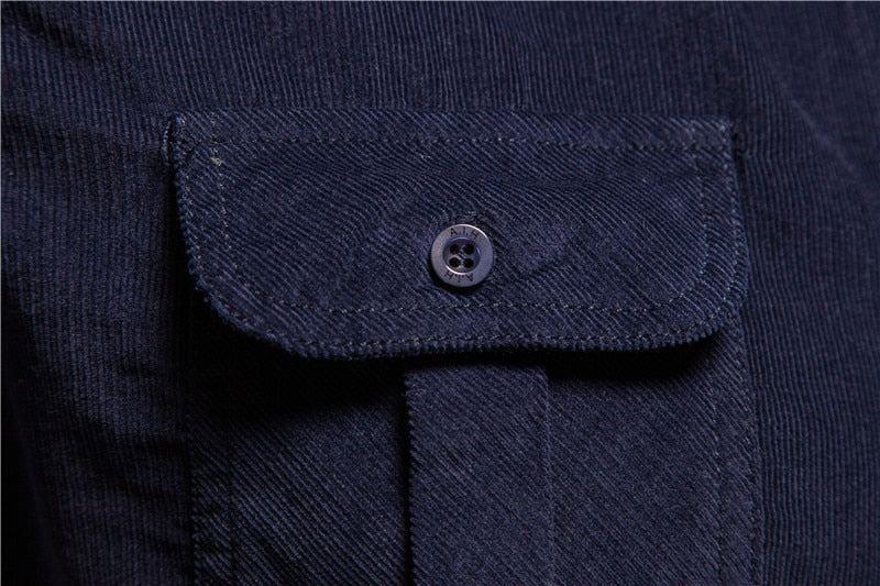 Camisa casual de terciopelo para hombre