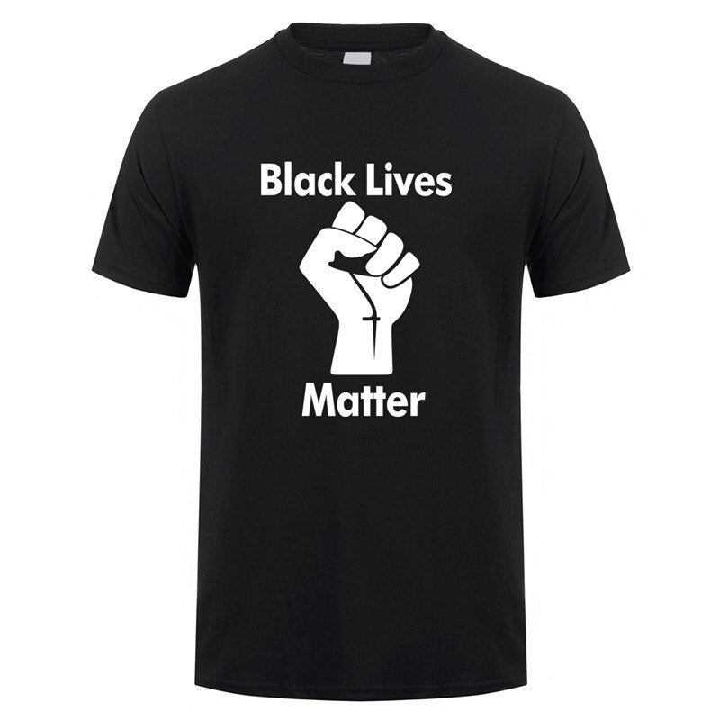 Black Lives Matter Printed Black / White Color Cotton T-Shirt for Men