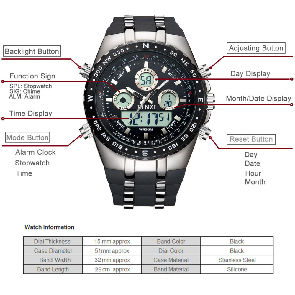 Relojes de alta calidad con doble pantalla para hombre