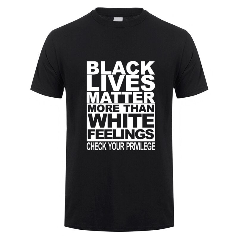 Black Lives Matter Printed Black / White Color Cotton T-Shirt for Men