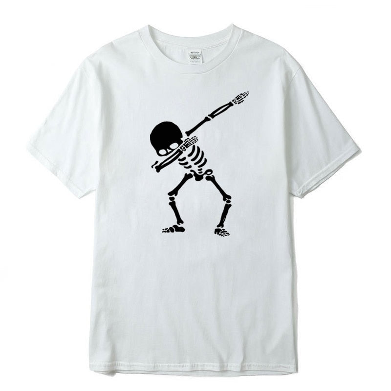 Camiseta con diseño de esqueleto bailando