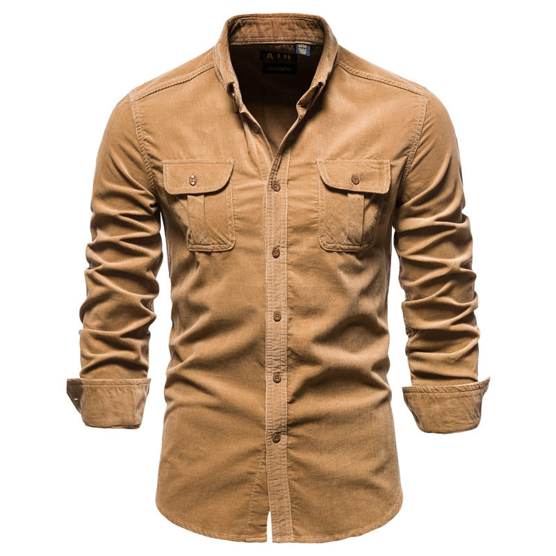 Camisa casual de terciopelo para hombre