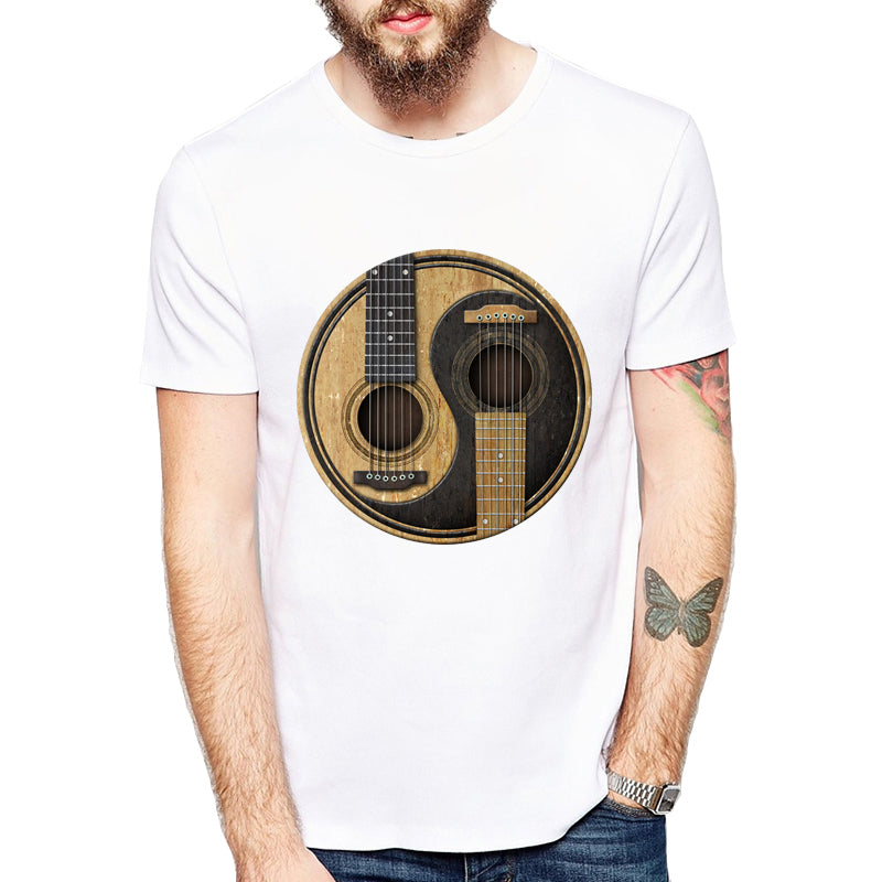 Camiseta para hombre con estampado de guitarra acústica