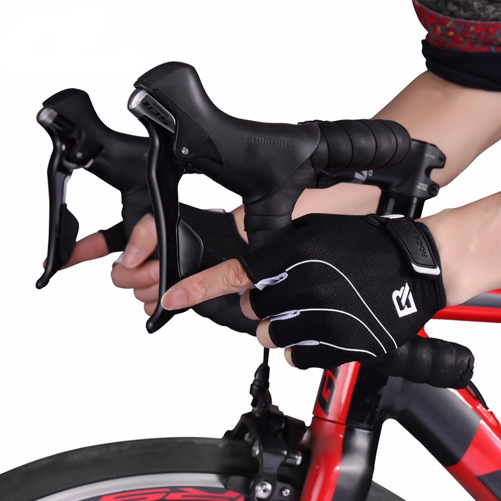 Guantes de ciclismo antideslizantes y a prueba de golpes de medio dedo para unisex