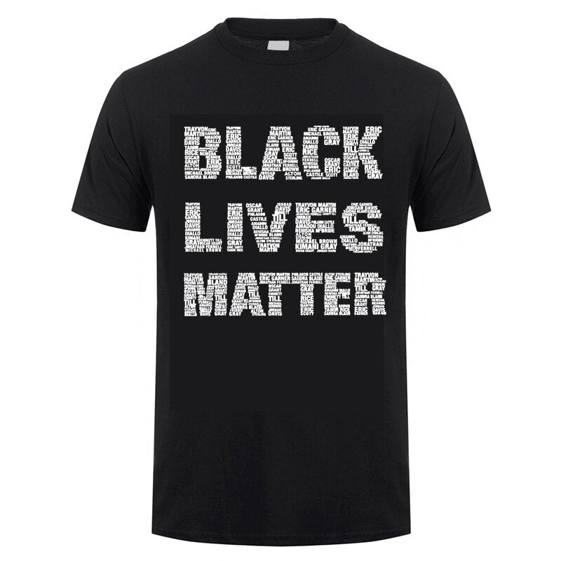 Black Lives Matter Printed Black / White Color Cotton T-Shirt for Men